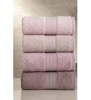 Bicomi %100 Pamuklu Yumuşak Dokulu & Yüksek Emici 4’lü El ve Yüz Havlusu Seti (50x85 cm - Pudra)