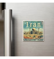 İran Iran - Posta Pulu Temalı Ülke - Baskılı Buzdolap Magneti Kare - 9x9 cm