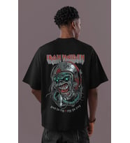 Tasarım Iron Maiden Rock Metal Sırt Baskılı Unisex Oversize Müzik Grubu Tişört