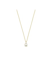 Doğal İnci 0,76 Karat Pırlantalı Kolye (Sarı)