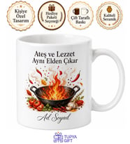 Wok Temalı Baskılı Kupa Bardak Hediye Aşçıya Özel Tasarım Porselen Mug