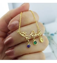 Vaoov 925 Ayar Gümüş Renkli Taşlı Kolye (Gold)