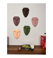 Özel Tasarım Dekoratif Duvar Maskeleri 5'li Set, Ev Dekoru, Kahverengi Dekor (Çok Renkli)