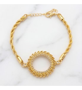 Yarım Altın Çerçeve Bileklik Çelik Altın Kaplama Burgu Güneş Model BLK-1082 (Gold)