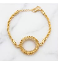 Yarım Altın Çerçeve Bileklik Çelik Altın Kaplama Burgu Güneş Model BLK-1082 (Gold)