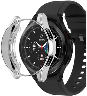 Samsung Galaxy Watch 4 Classic 42mm için Kılıf 360 Full Round Soft Silicone Gümüş [Galaxy Watch 4 Classic 42mm ile Uyumlu Kılıf - Gümüş]