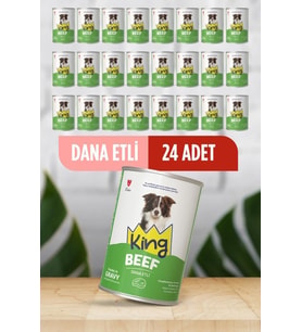 King Sos İçerisinde Et Parçacıklı Dana Etli Köpek Konservesi 400 Gr*24 ADET