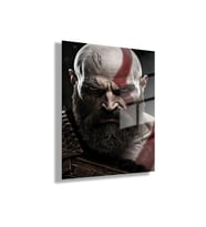 Temperli Gerçek Cam Tablo God of War Karakteri Kratos