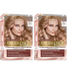 L'Oréal Paris Excellence Creme Nude Renkler Saç Boyası - 8U Nude Koyu Sarı (2 Paketi)