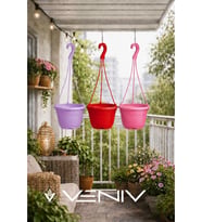 3 Adet Askılı Dekoratif Saksı - Askılar Dahil- 18 cm x 12 cm