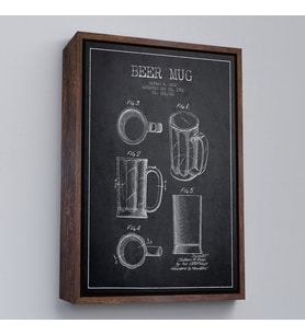 Çerçeveli 1951 tarihli Bira Bardağı Patent Çizimi Dekoratif Kanvas Duvar Tablosu (Kahverengi)