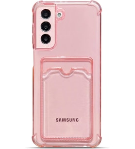 Teknomoda Samsung Galaxy S21 PLUS Kılıf Kartlıklı Anti Şok Korumalı Şeffaf Silikon Pembe