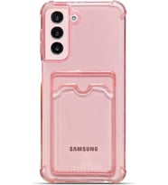 Teknomoda Samsung Galaxy S21 PLUS Kılıf Kartlıklı Anti Şok Korumalı Şeffaf Silikon Pembe