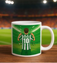 BK Gift Kişiye Özel Yeşil-Beyaz Forma Tasarımlı Beyaz Kupa Bardak, Arkadaşa Hediye, Sevgiliye Hediye, Taraftar Hediyesi