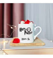 Harry Potter Tasarımlı  Ahşap Tabaklı Kişiye Özel Türk Kahvesi Fincanı