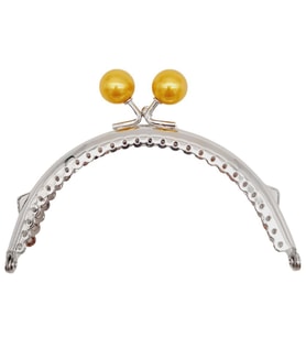 Angel Çanta Aksesuar 10.5 cm Gümüş Metal Hardal Toplu Oval Cüzdan Klipsi Çanta Bursu Model 2
