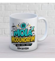 Kişiye Özel Eğlenceli Tasarım Mola Modundayım Yazılı İsimli Seramik Kupa