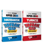 Yediiklim Yayınları 2026 KPSS Genel Yetenek Türkçe ve Matematik Çek Kopar Yaprak Test Seti 2 Kitap