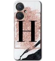 Vivo Y27 Kılıf HD Desen Baskılı Kılıf - Pembe Mermer Desenli H Harfi