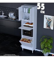 Eliusta Vega 55 cm Fırın Uyumlu Çok Amaçlı Organizer Sepetli Mutfak Kiler Banyo Oyuncak Dolabı 55x213x32 cm