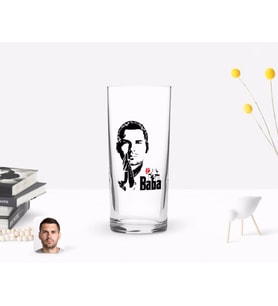 BK Gift Kişiye Özel Renkli Baskılı Godfather Baba Tasarımlı Rakı Bardağı-1 (Beyaz)
