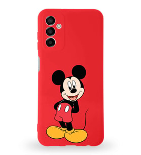 Samsung Galaxy M23 Uyumlu Lansman Kılıf Altı Kapalı İçi Kadife  Mickey Mouse-B Tasarımlı  Kapak (Şeffaf)