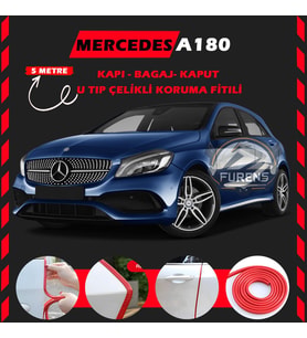 Mercedes A180 Oto Araç Kapı Koruma Fitili 5metre Parlak Kırmızı Renk