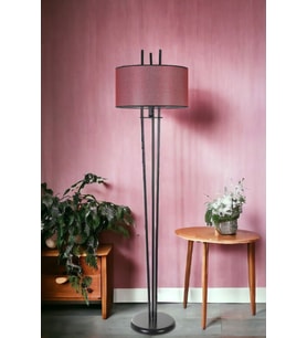 BELEN SİYAH LAMBADER SİLİNDİR HASIR BORDO ABAJURLU