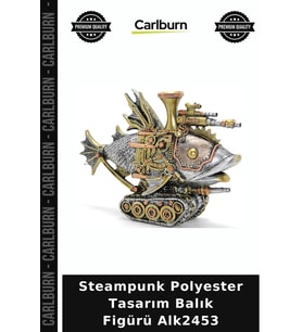 Özel Üretim Dekoratif Endüstriyel Figür Salon Biblo Steampunk Polyester Tasarım Balık Figürü Alk2453
