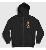 Presmono Unisex Siyah Marlon Film Baba The Godfather Fermuarlı Kapüşonlu Sweatshirt 252110tt