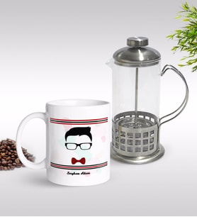 BK Gift Kişiye Özel Yakışıklı Babam Tasarımlı Kupa & French Press Seti-4 (Model 1)
