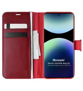 Microsonic Xiaomi Redmi Note 14 Pro 4G Kılıf Delux Leather Wallet Kırmızı (Kırmızı)