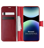 Microsonic Xiaomi Redmi Note 14 Pro 4G Kılıf Delux Leather Wallet Kırmızı (Kırmızı)