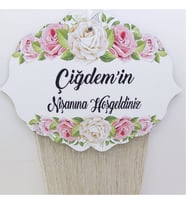 Ahşap Yandan Desenli Nişan Kapı Süsü UV Baskı-