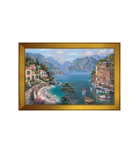 Manzara Temalı Kanvas Tablo 50 x 70 cm Gold Çerçeve