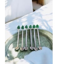 Cam Yaprak Figürlü Çay Kaşığı 6Lı Set