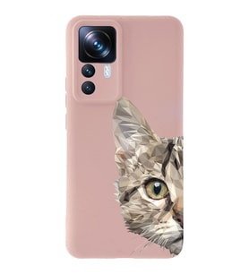 Xiaomi Mi 12T Pro Uyumlu Lansman Kılıf Catface Tasarımlı İçi Kadife Kapak-pud (Şeffaf)