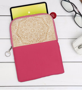 BK Gift Retro Motif Tasarımlı Taşınabilir Koruyucu Tablet Kılıfı & Organizer Çanta - Pembe-1