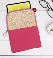 BK Gift Retro Motif Tasarımlı Taşınabilir Koruyucu Tablet Kılıfı & Organizer Çanta - Pembe-1