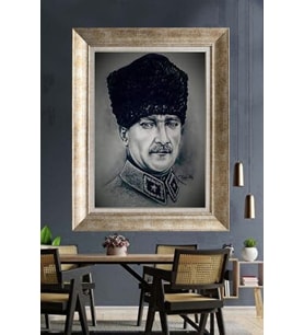 Gümüş Çerçeveli Atatürk Tablo za218