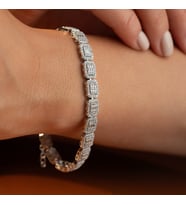 925 Ayar Gümüş Rodyum Kaplama Baget Taşlı Pırlanta Model Bileklik