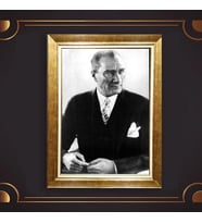 Altın Varaklı Çerçeveli Paspartulu Atatürk Tablo z4784 (Gold)