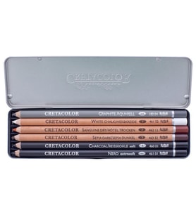 Cretacolor Basic Pencil Pocket Set Temel Çizim Kalemleri 6'lı Metal Kutu (400 06) 