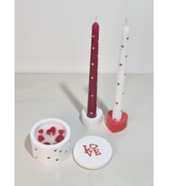 Kalpli Dekoratif Mum Seti – Sevgililer Günü & Yıl Dönümü Özel (6 Parça) (Beyaz - Kırmızı)