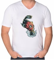 BK Gift Gaz Maskesi Tasarımlı V Yaka Tişört-1 (Beyaz)