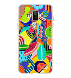 PrintiFy Samsung Galaxy J7 Duo ile Uyumlu 1mm Slim Fit Retro Colors 6 Baskılı Şeffaf  Kılıf