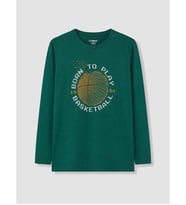 LCW Kids Yeşil Baskılı Erkek Çocuk Pijama Üst
