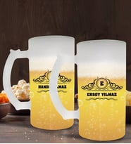 BK Gift Kişiye Özel İsimli 2’li Buzlu Cam Bira Bardağı 50cl-33 (Beyaz)