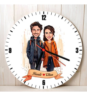 Sevgiliye Hediye Kişiye Özel Eylül Ayında Aşk Karikatürlü Duvar Saati