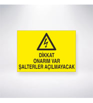 Dikkat Onarım Var Şalterler Açılmayacak 21x28 Arkası Yapışkanlı Levha